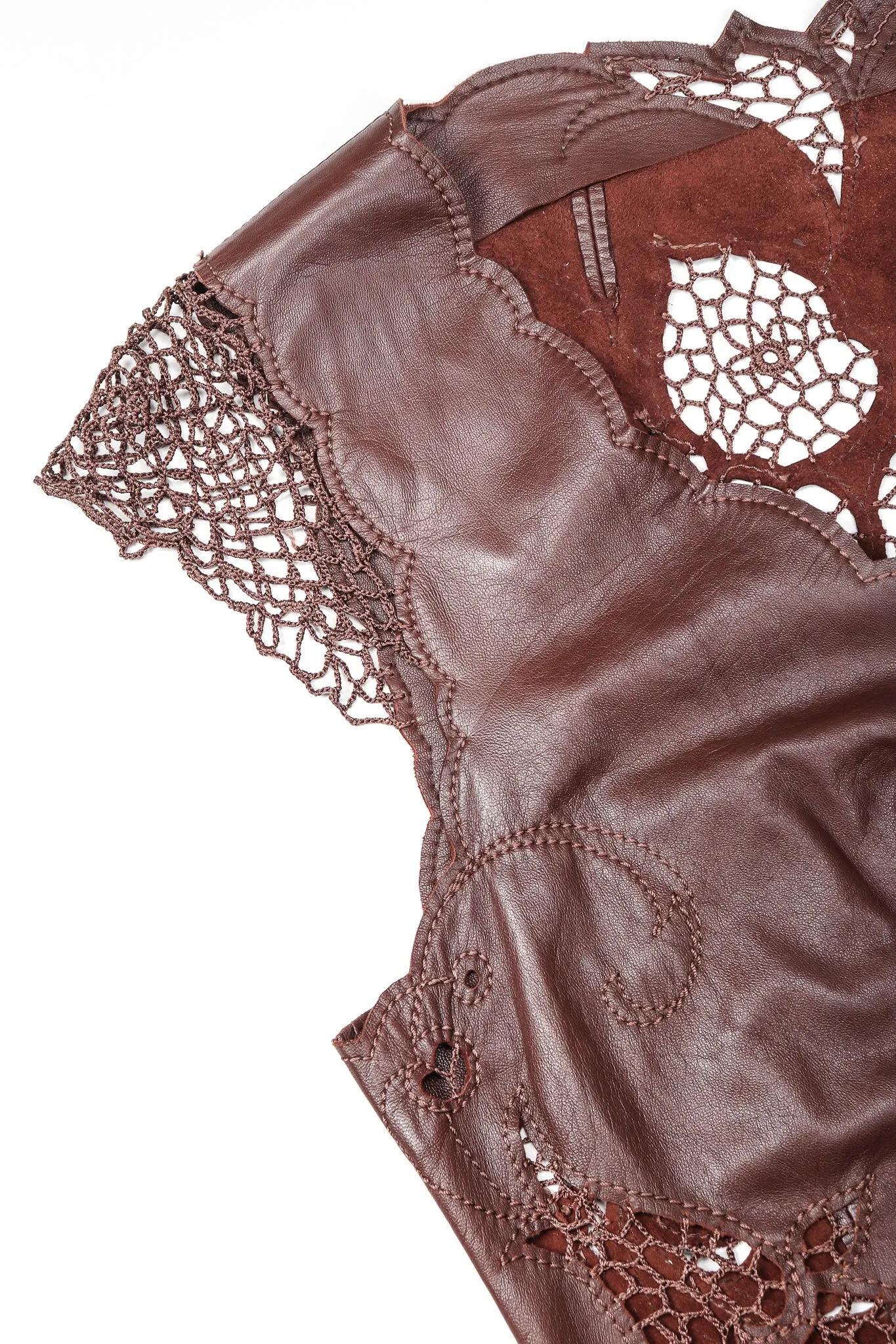 Leather Crochet Butterfly Top