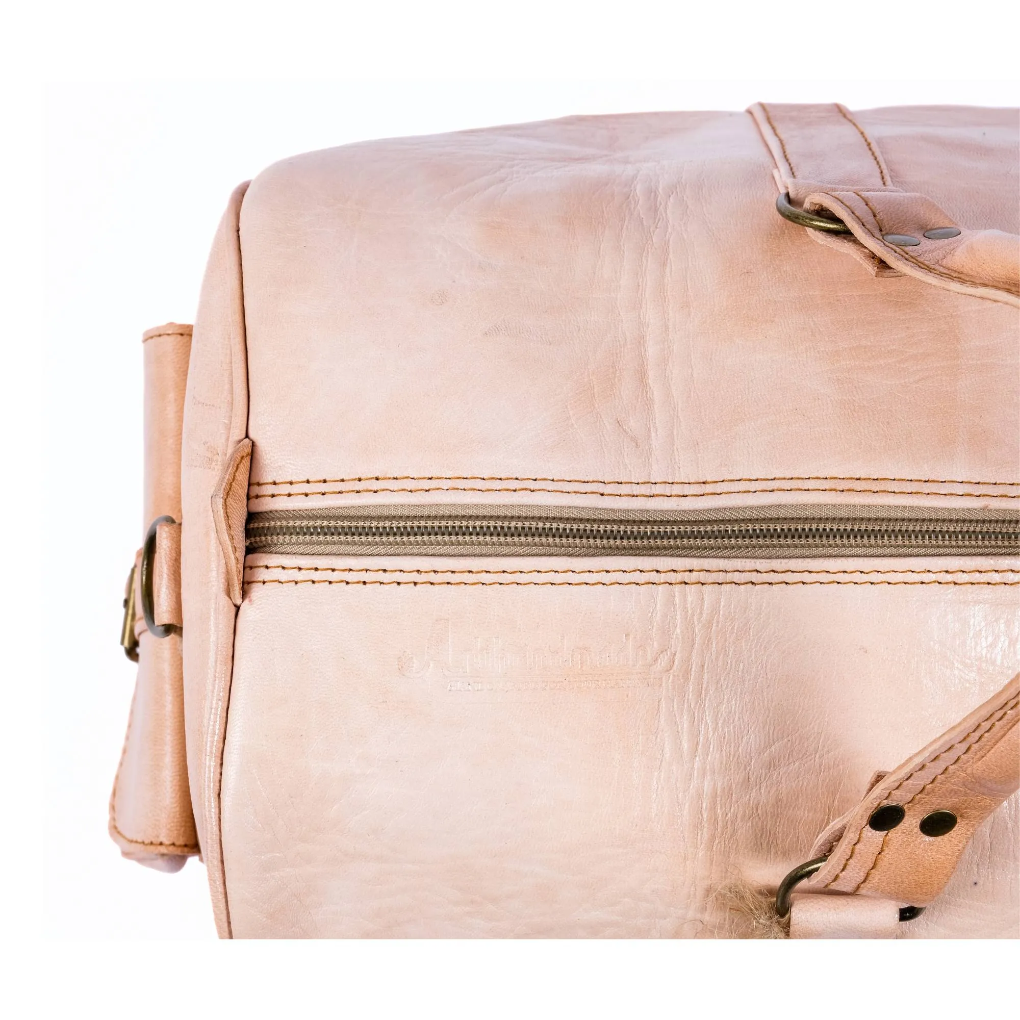 Leather Duffel Bag, Weekender Natural Tan Leather Travel Bag