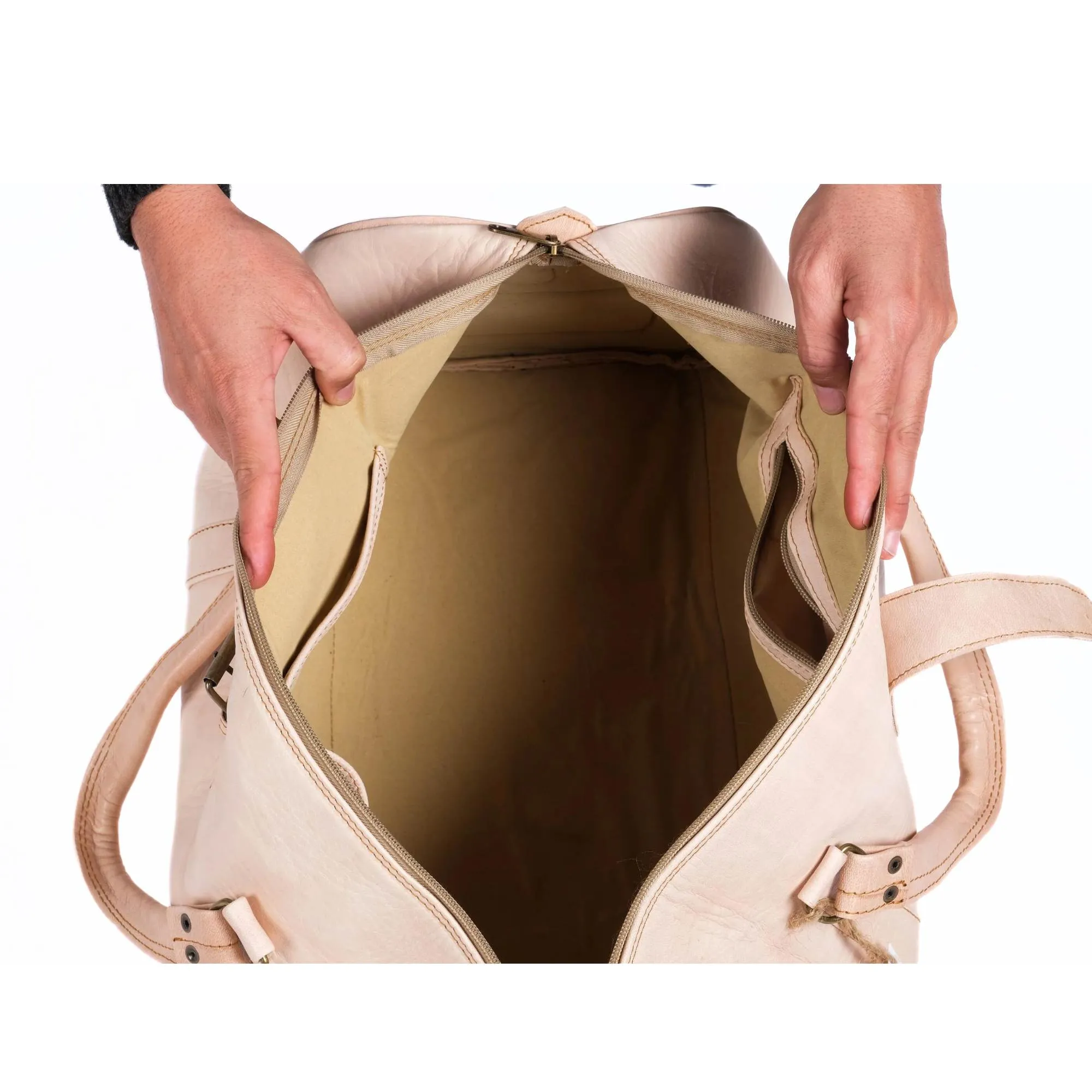 Leather Duffel Bag, Weekender Natural Tan Leather Travel Bag