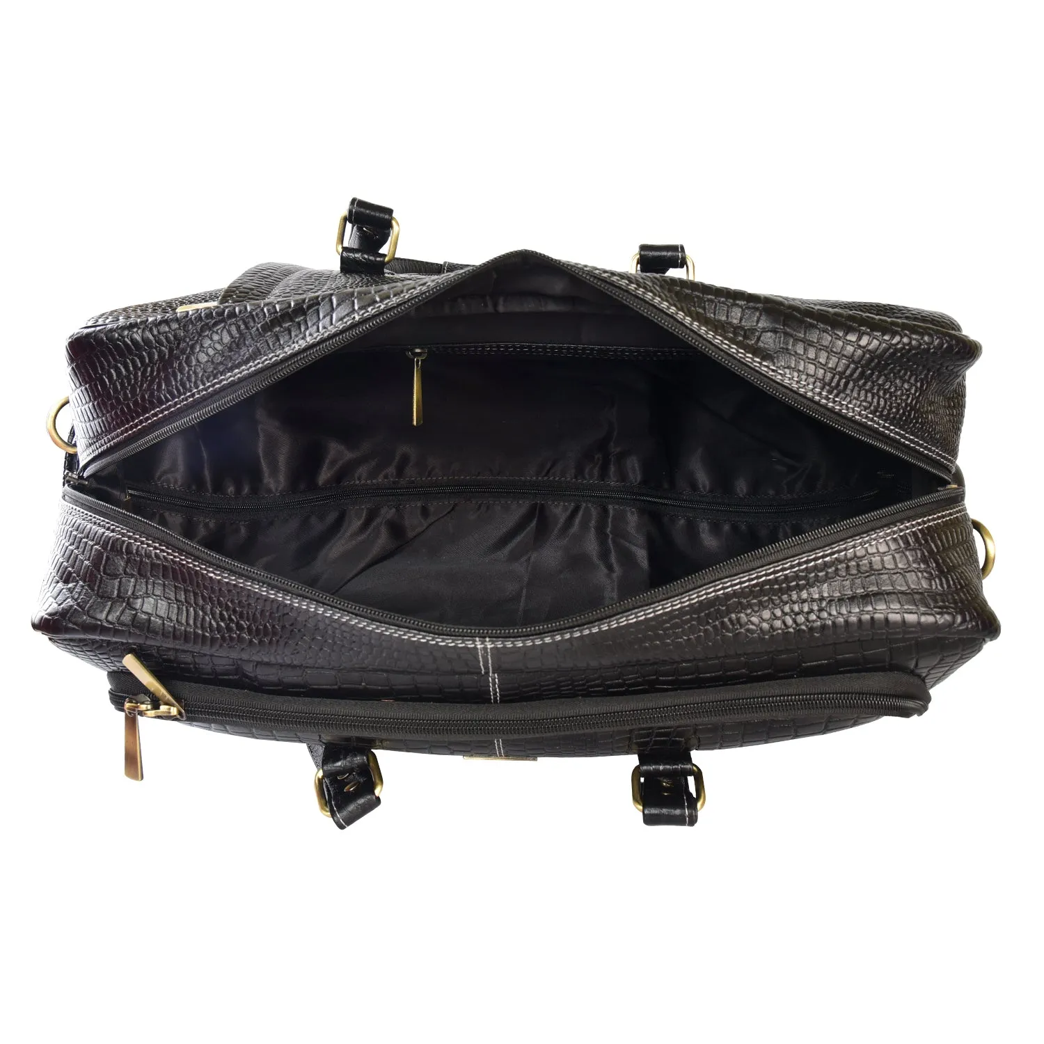 Leather Duffel Trolley Bag 36830 (Black)