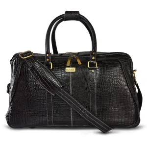 Leather Duffel Trolley Bag 36830 (Black)