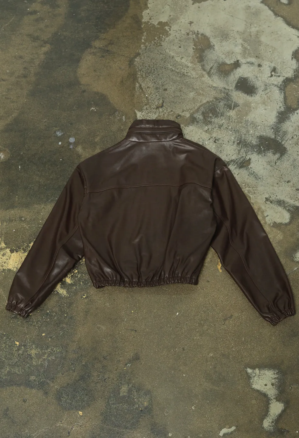 Leather Jumper Jacket / Chocolate