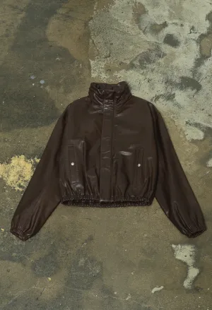 Leather Jumper Jacket / Chocolate