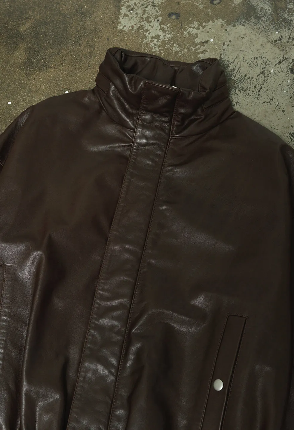 Leather Jumper Jacket / Chocolate