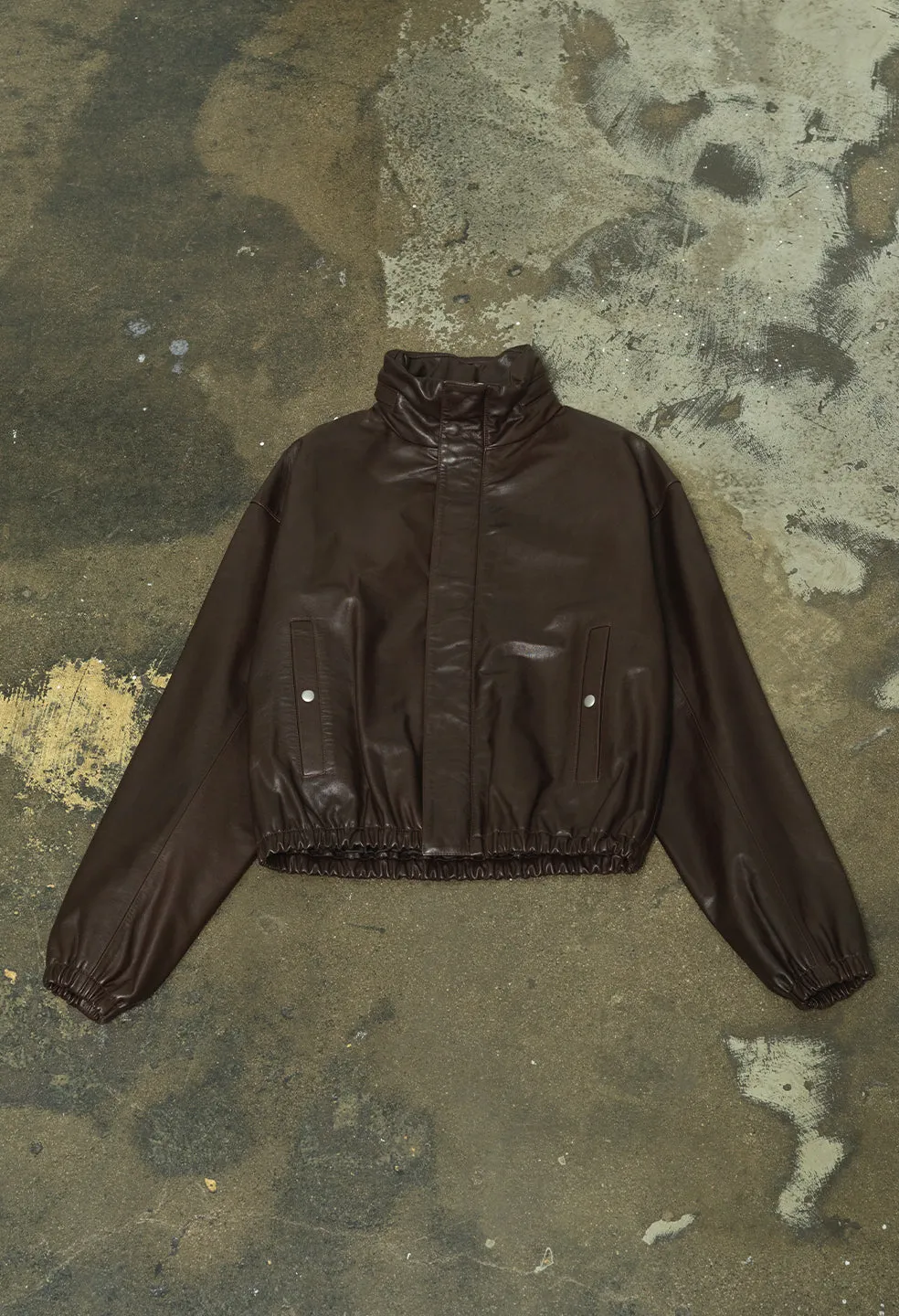 Leather Jumper Jacket / Chocolate