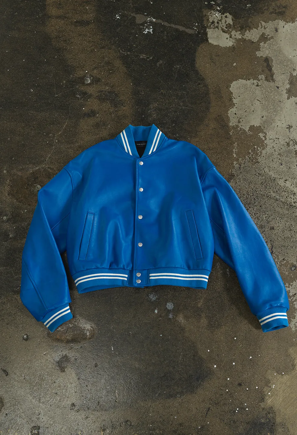 Leather Stadium Jacket / Royal X White