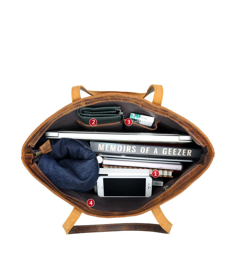 Leather Tote Bag - Handcrafted Full-Grain Leather