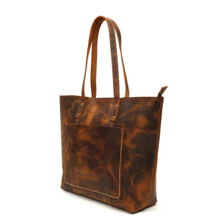Leather Tote Bag - Handcrafted Full-Grain Leather