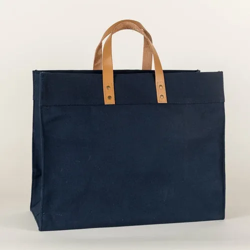 Leather Trimmed Cotton Canvas Tote