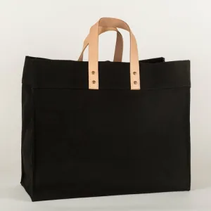 Leather Trimmed Cotton Canvas Tote