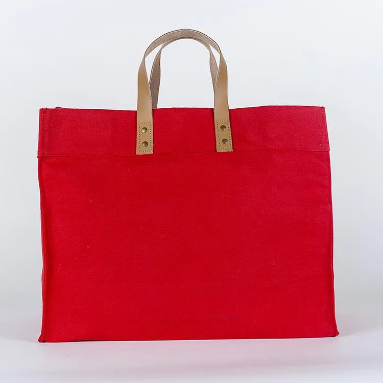Leather Trimmed Cotton Canvas Tote