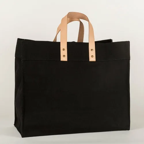 Leather Trimmed Cotton Canvas Tote