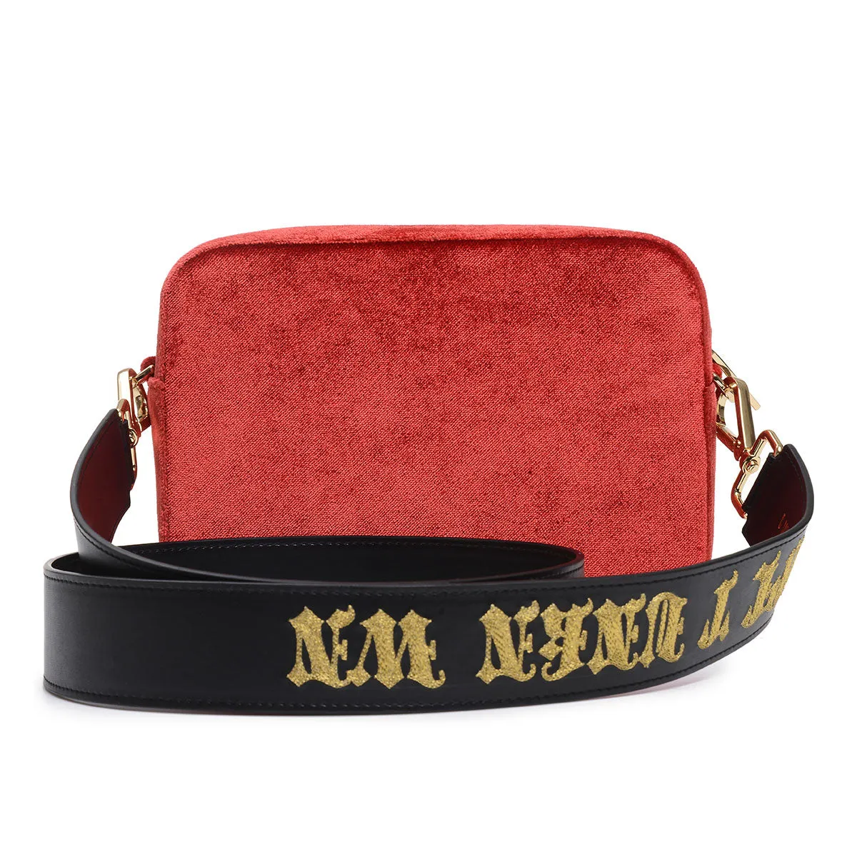 LEOPARD EMBROIDERED VELVET CROSSBODY BAG