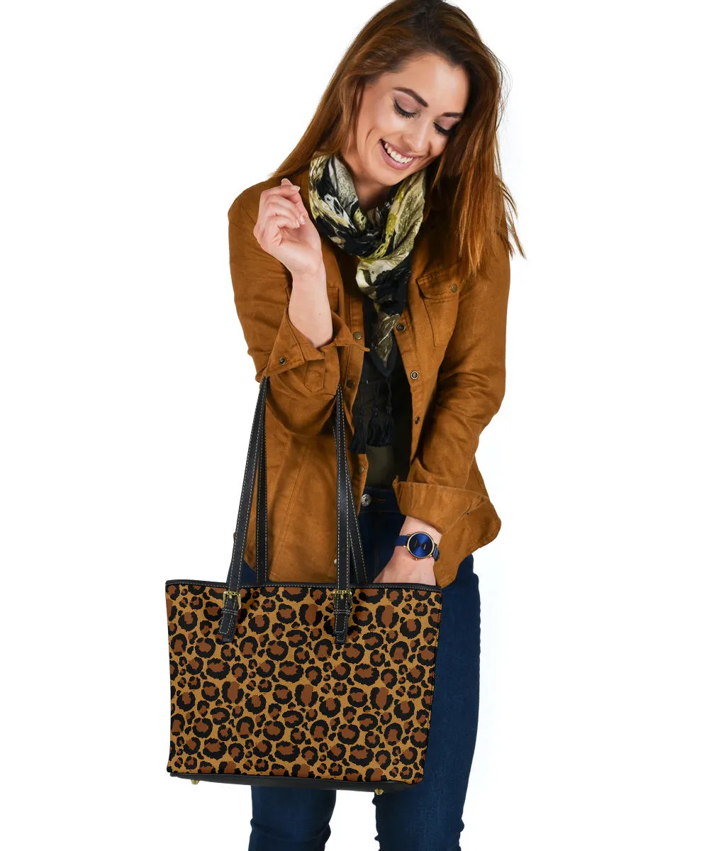 Leopard Print Vegan Leather Tote Bags