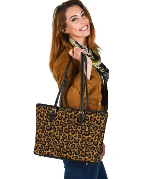 Leopard Print Vegan Leather Tote Bags