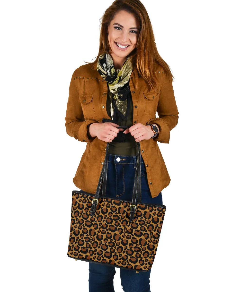 Leopard Print Vegan Leather Tote Bags