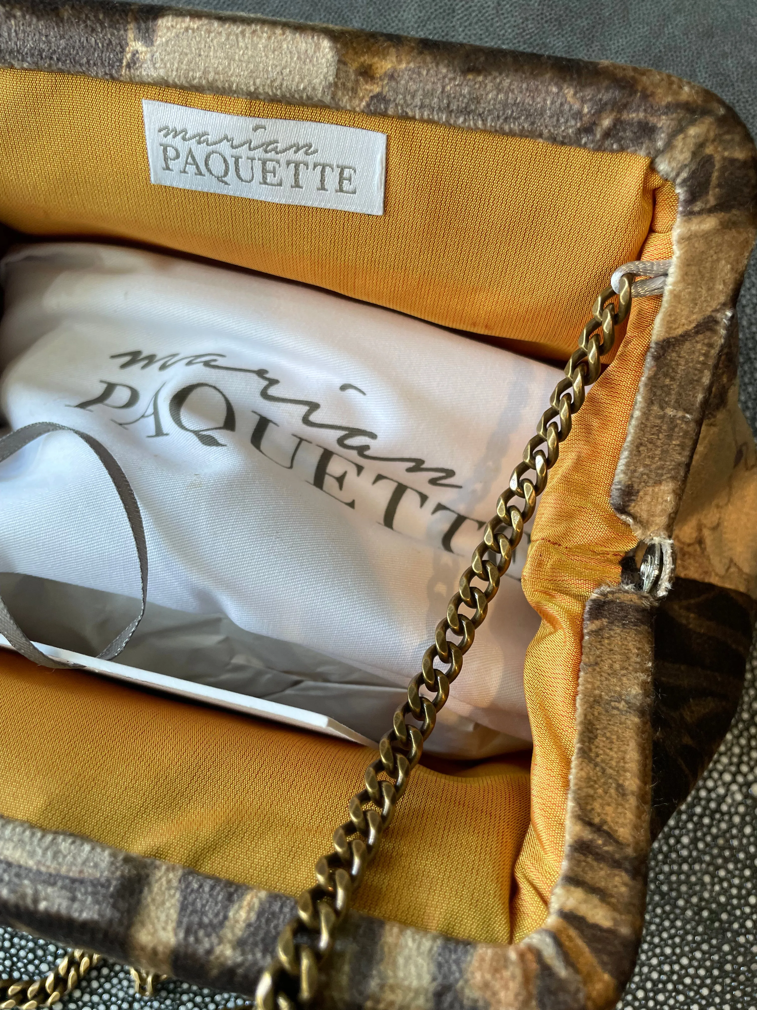 Liette Brown/Multi Velvet Clutch