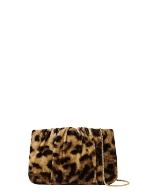 Loeffler Randall Serena Leopard Gathered Velvet Clutch