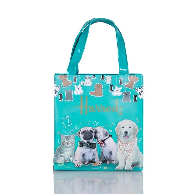 London Style PVC Reusable Shopping Bag Women's Bag Eco Friendly Flower Shopper Bag Waterproof Handbag Lunch Tote Shoulder Bag