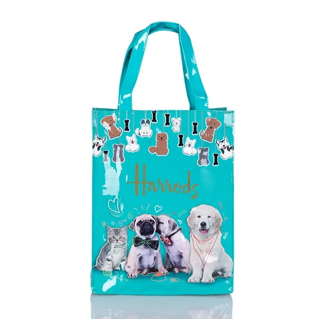 London Style PVC Reusable Shopping Bag Women's Bag Eco Friendly Flower Shopper Bag Waterproof Handbag Lunch Tote Shoulder Bag