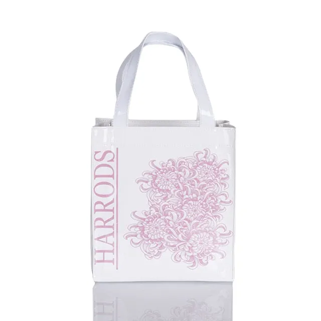 London Style PVC Reusable Shopping Bag Women's Bag Eco Friendly Flower Shopper Bag Waterproof Handbag Lunch Tote Shoulder Bag
