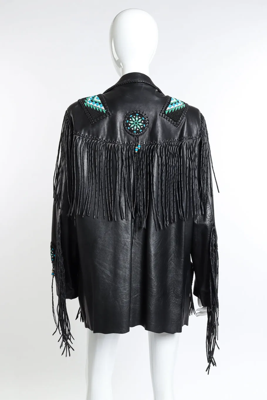 Longline Beaded Leather Fringe Jacket