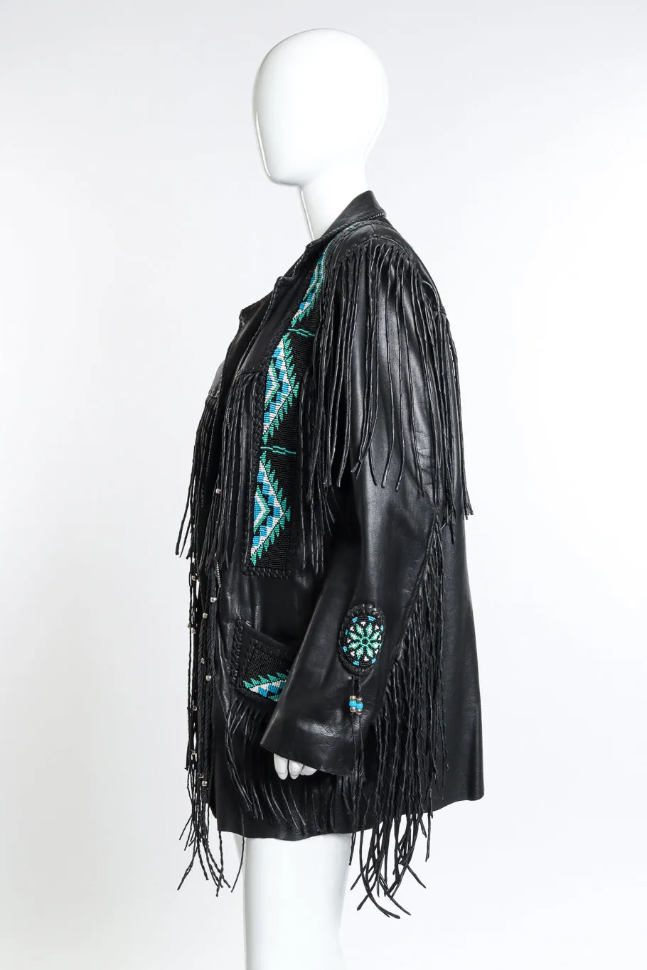 Longline Beaded Leather Fringe Jacket