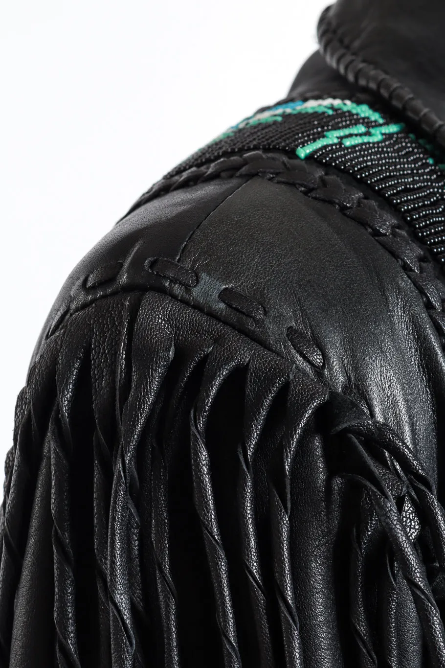 Longline Beaded Leather Fringe Jacket