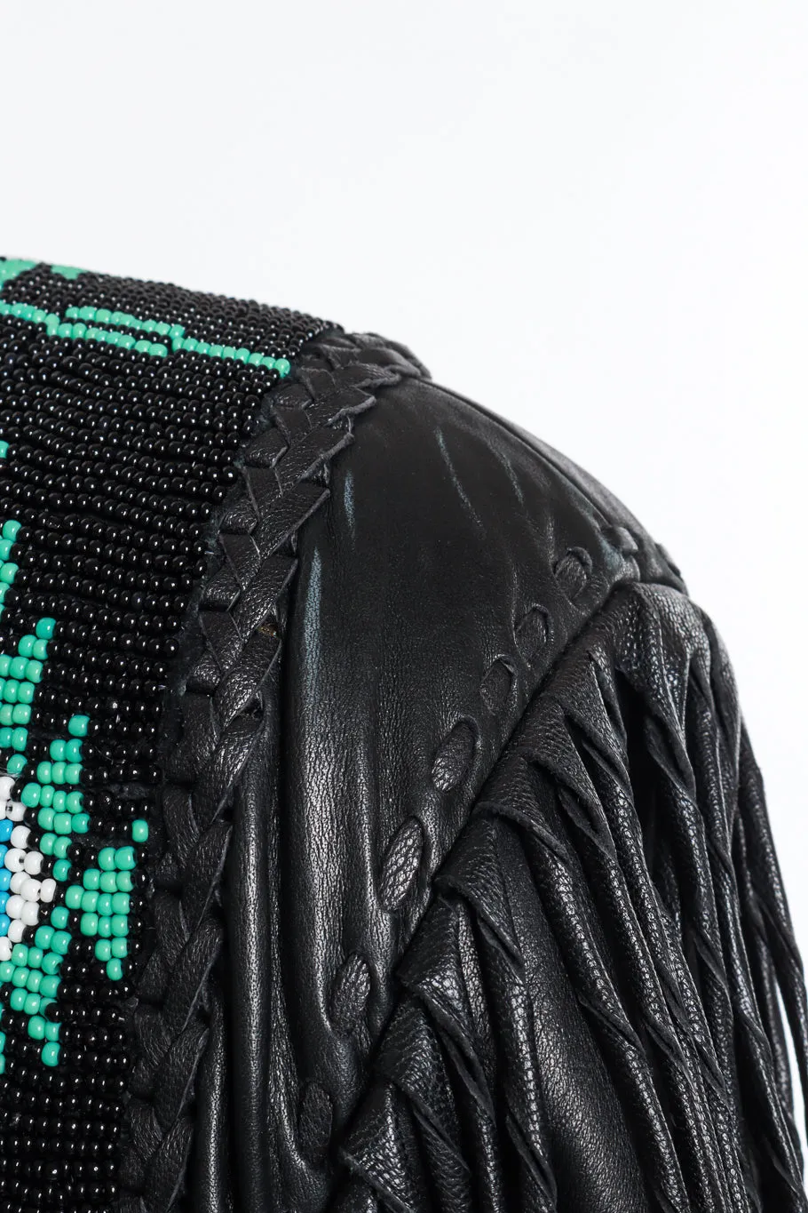 Longline Beaded Leather Fringe Jacket