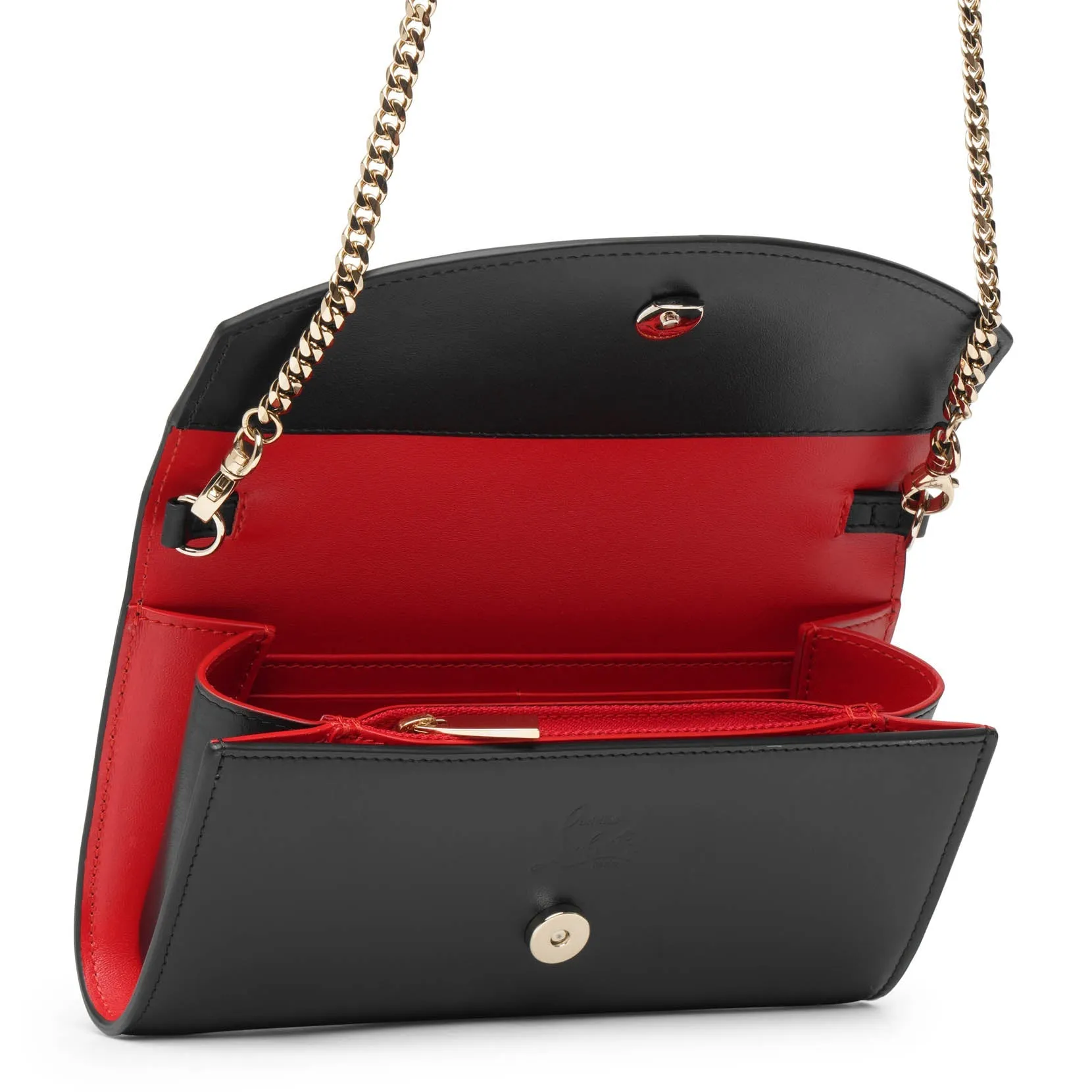 Loubi54 wallet on chain black gold clutch bag