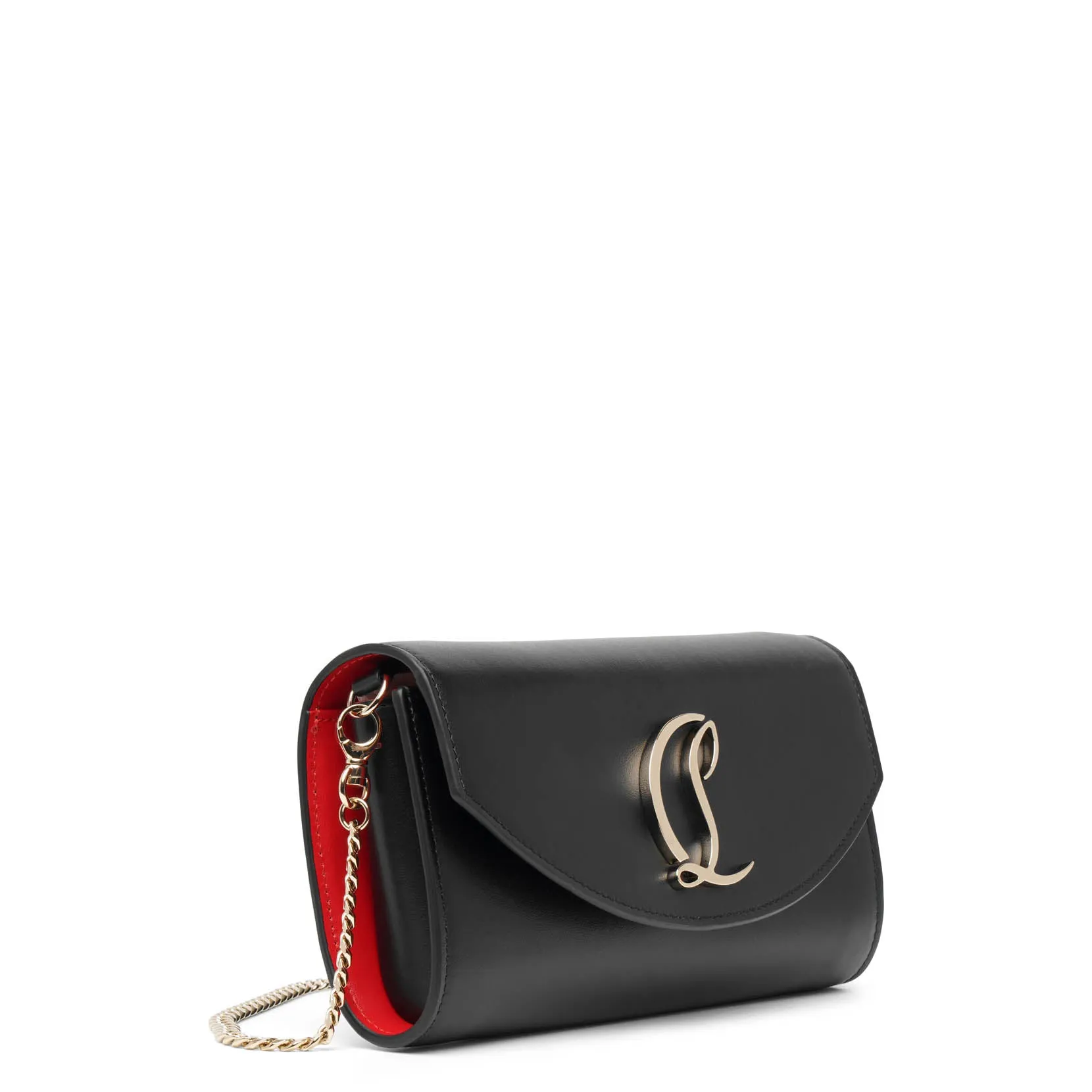 Loubi54 wallet on chain black gold clutch bag