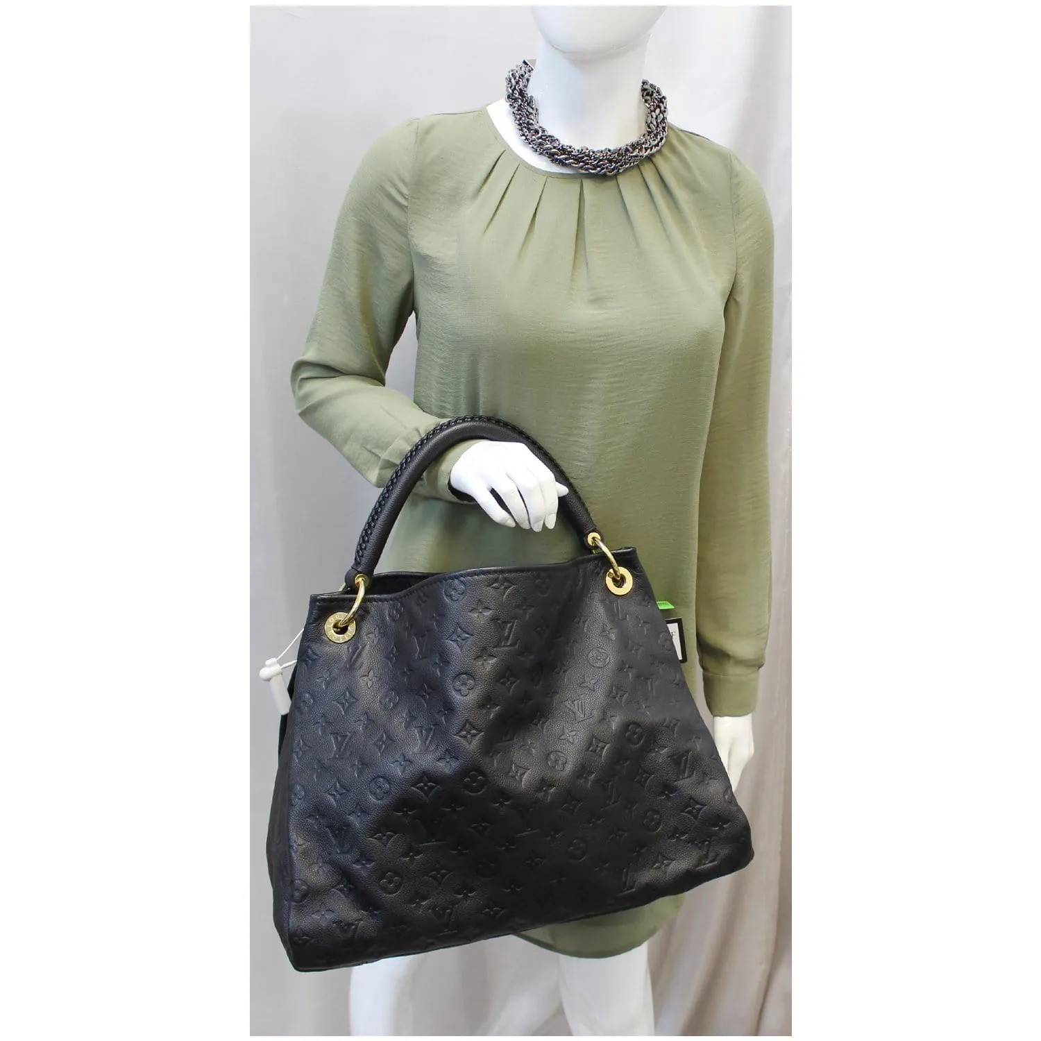 LOUIS VUITTON Artsy MM Empreinte Leather Shoulder Bag Black