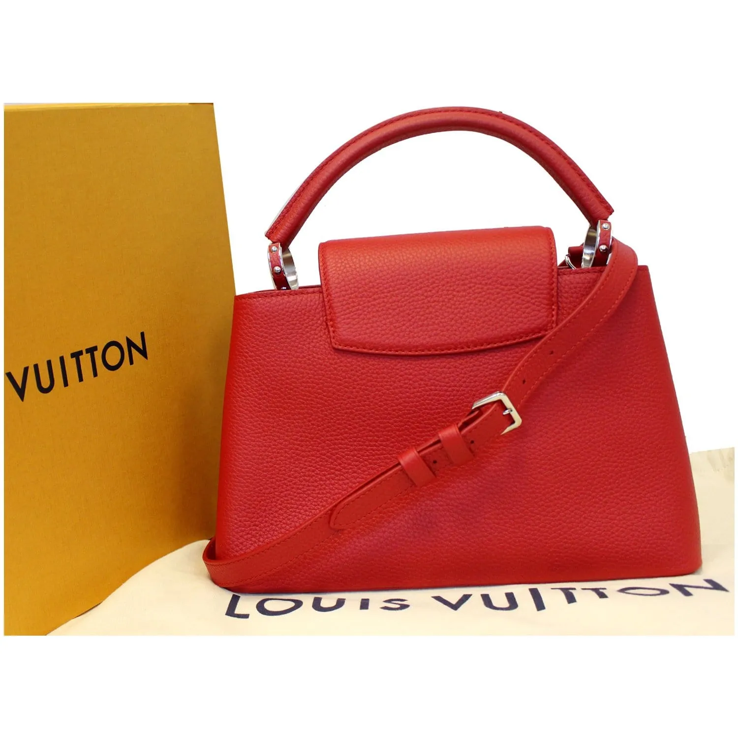 LOUIS VUITTON Capucines PM Taurillon Leather Shoulder Bag Scarlet - 15% OFF