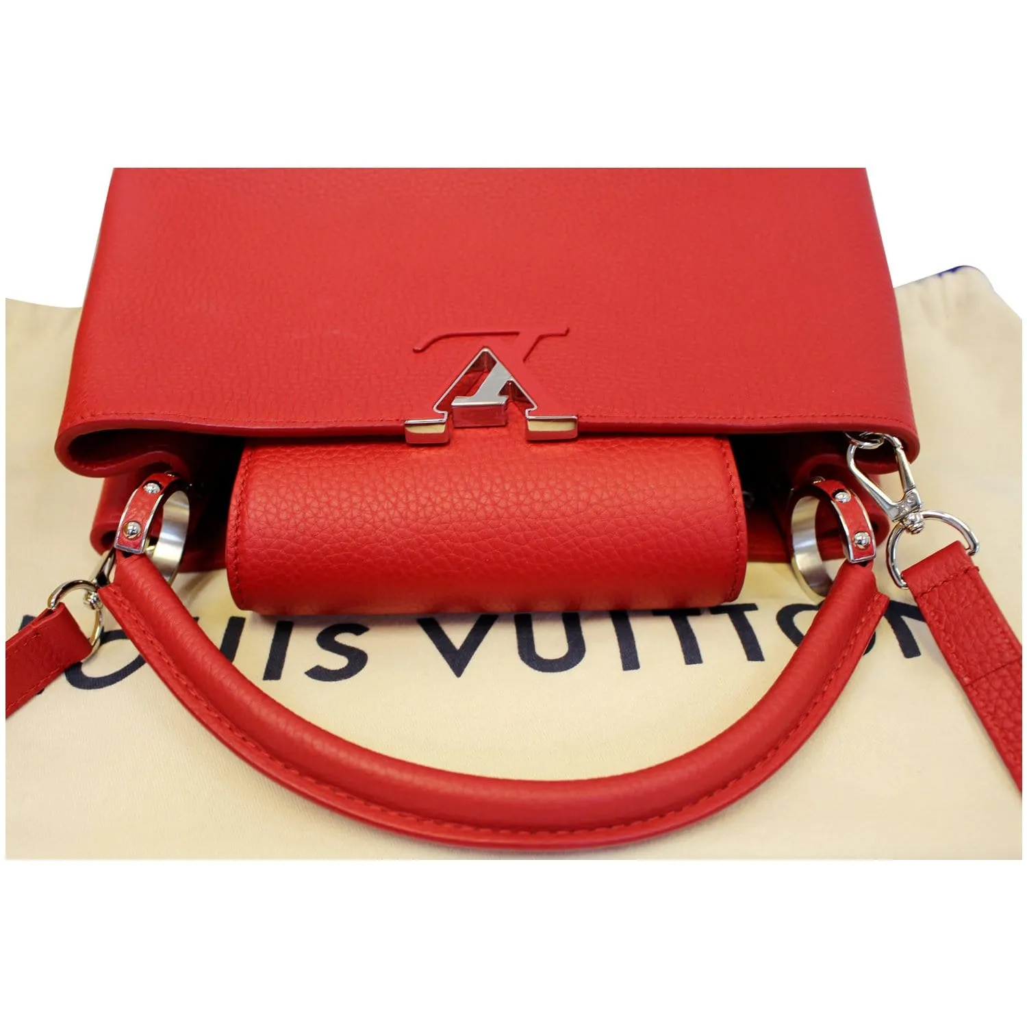 LOUIS VUITTON Capucines PM Taurillon Leather Shoulder Bag Scarlet - 15% OFF