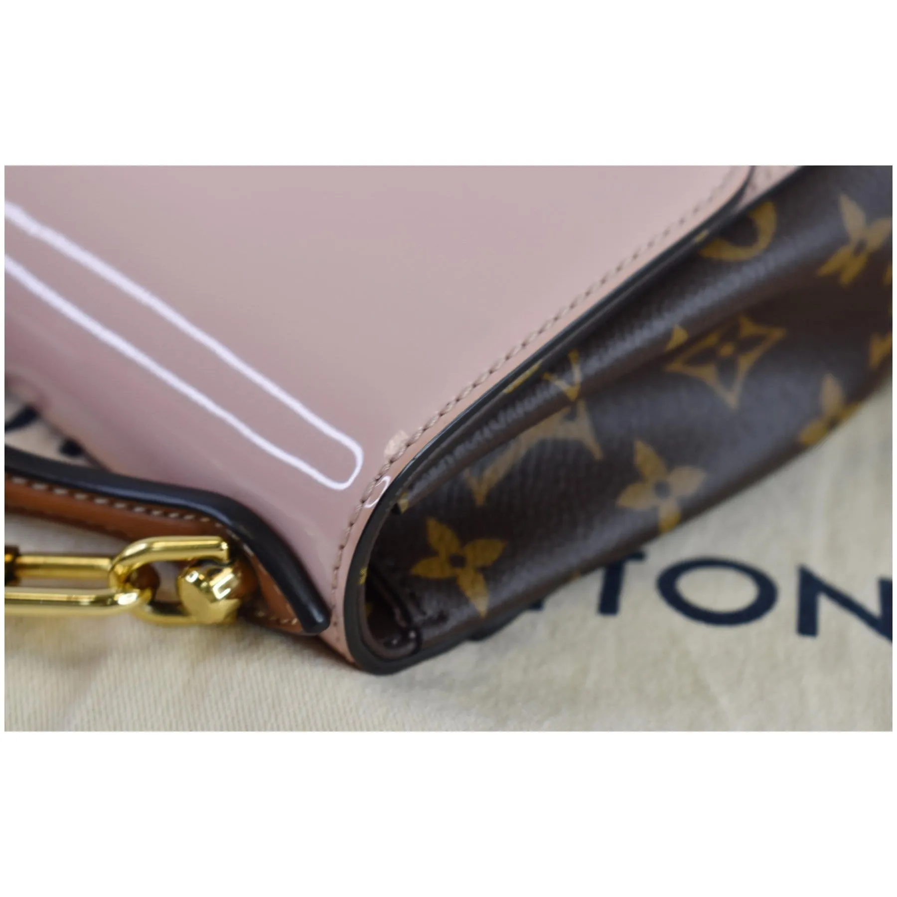 LOUIS VUITTON Cherrywood BB Patent Leather Shoulder Bag Rose Ballerine