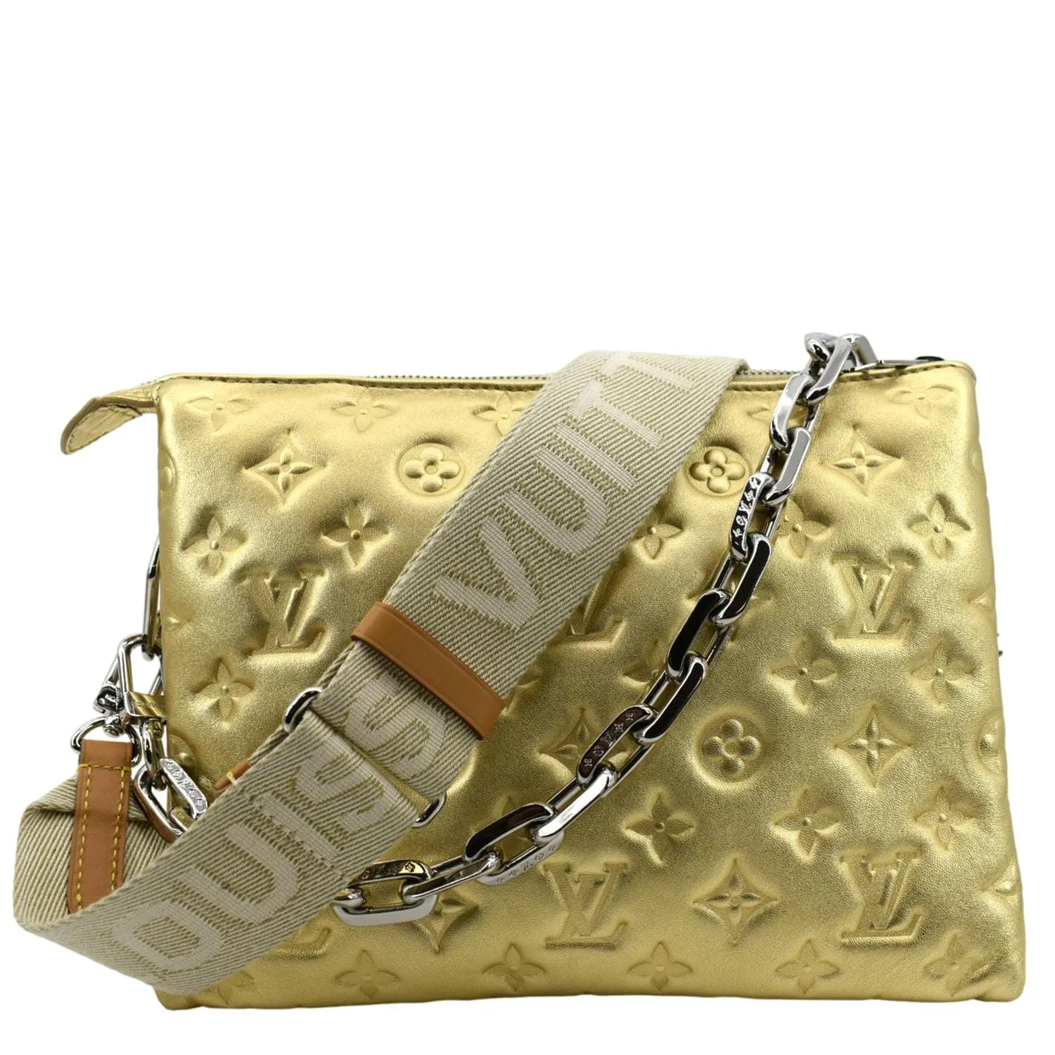 LOUIS VUITTON Coussin PM Monogram Embossed Leather Shoulder Bag Gold
