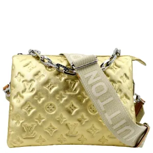 LOUIS VUITTON Coussin PM Monogram Embossed Leather Shoulder Bag Gold