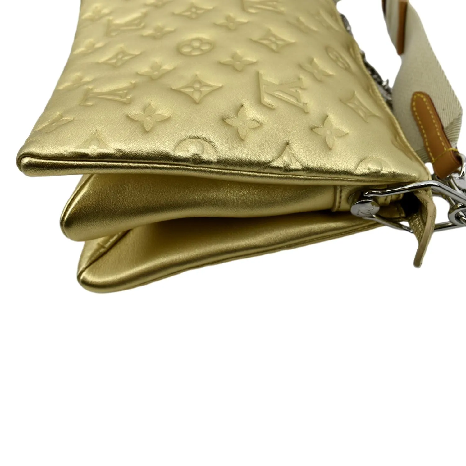 LOUIS VUITTON Coussin PM Monogram Embossed Leather Shoulder Bag Gold