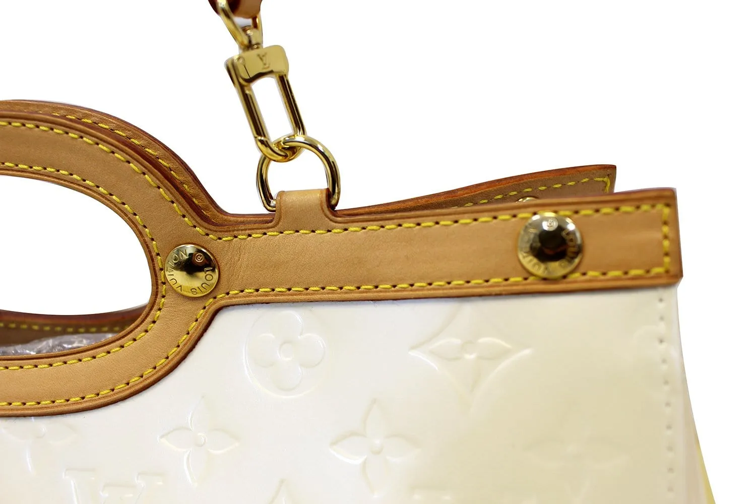 LOUIS VUITTON Cream Vernis Leather Roxbury Drive Bag