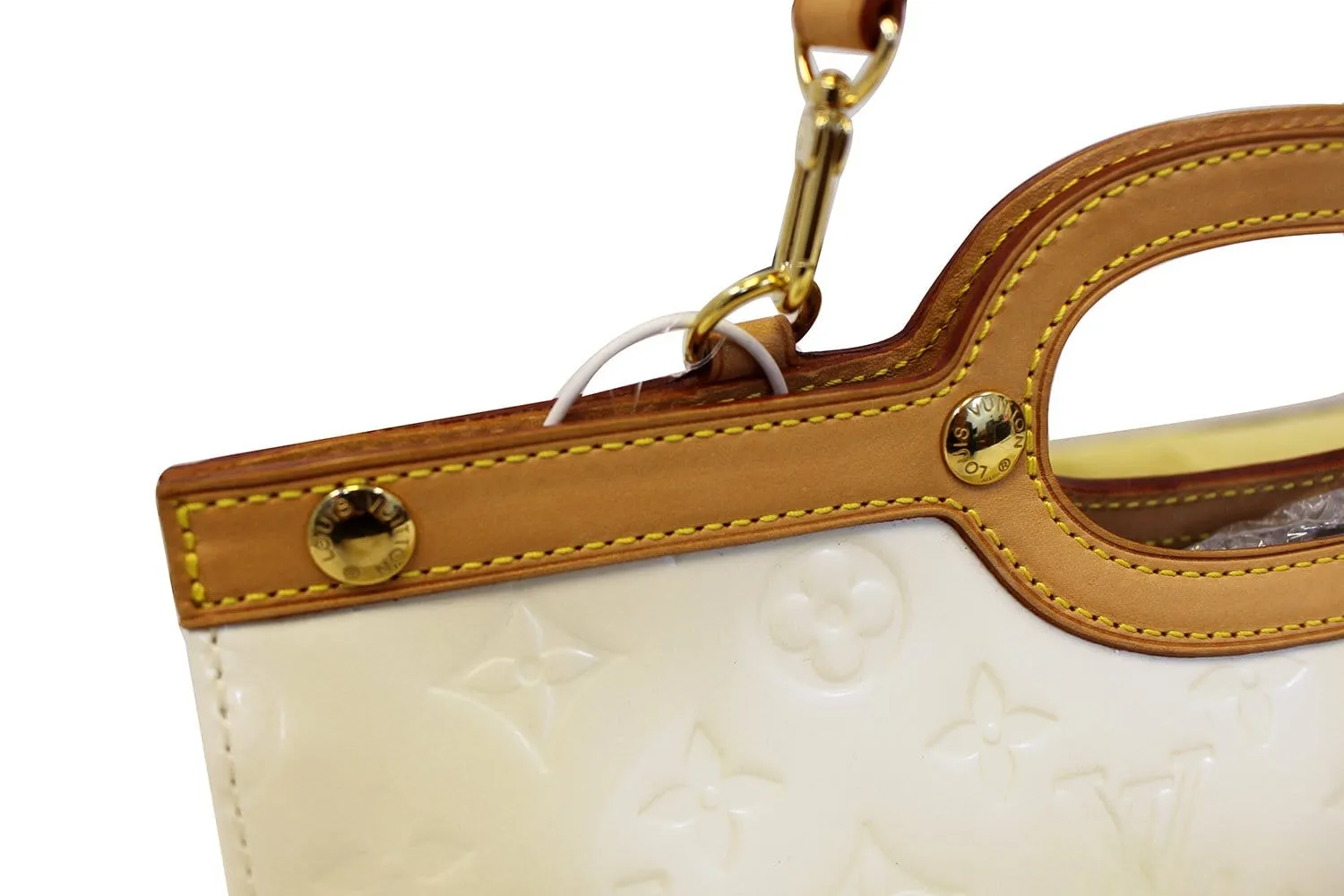 LOUIS VUITTON Cream Vernis Leather Roxbury Drive Bag