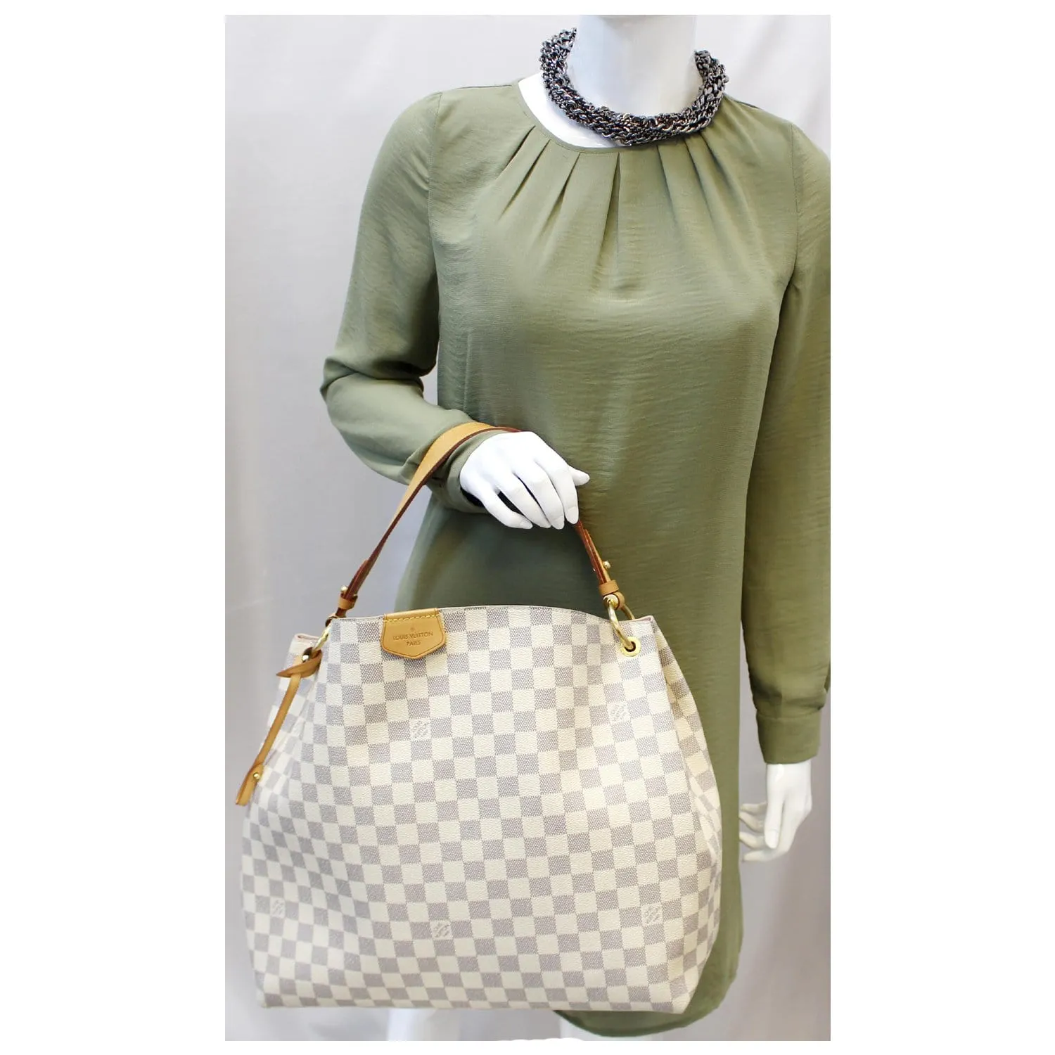 LOUIS VUITTON Graceful MM Damier Azur Shoulder Bag