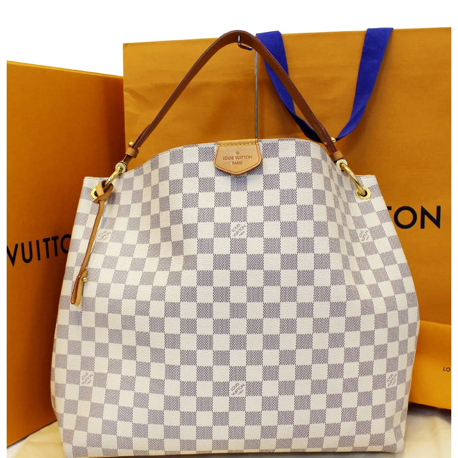 LOUIS VUITTON Graceful MM Damier Azur Shoulder Bag