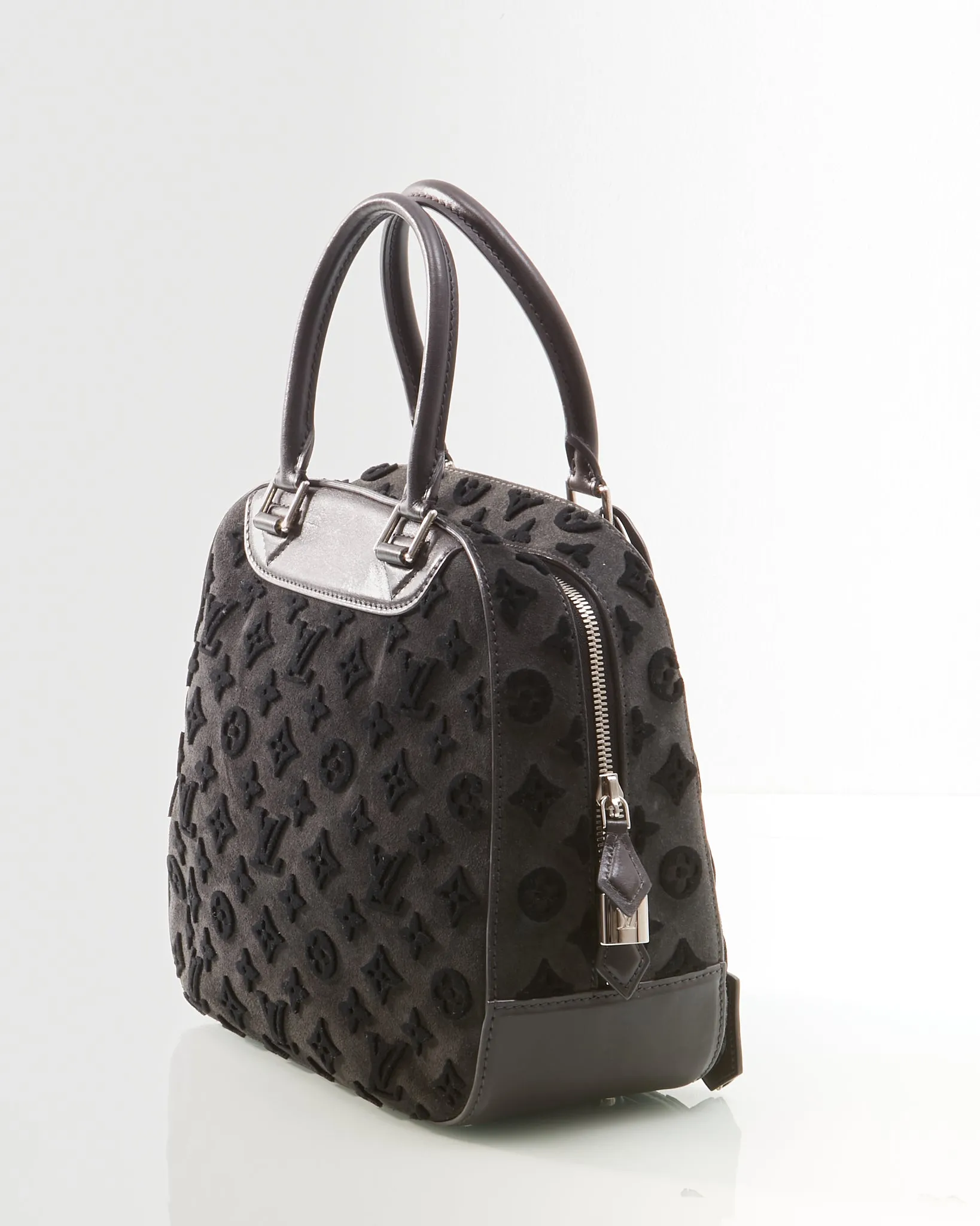 Louis Vuitton Grey Velvet Monogram Tuffetage 2013 Deauville Cube Bag