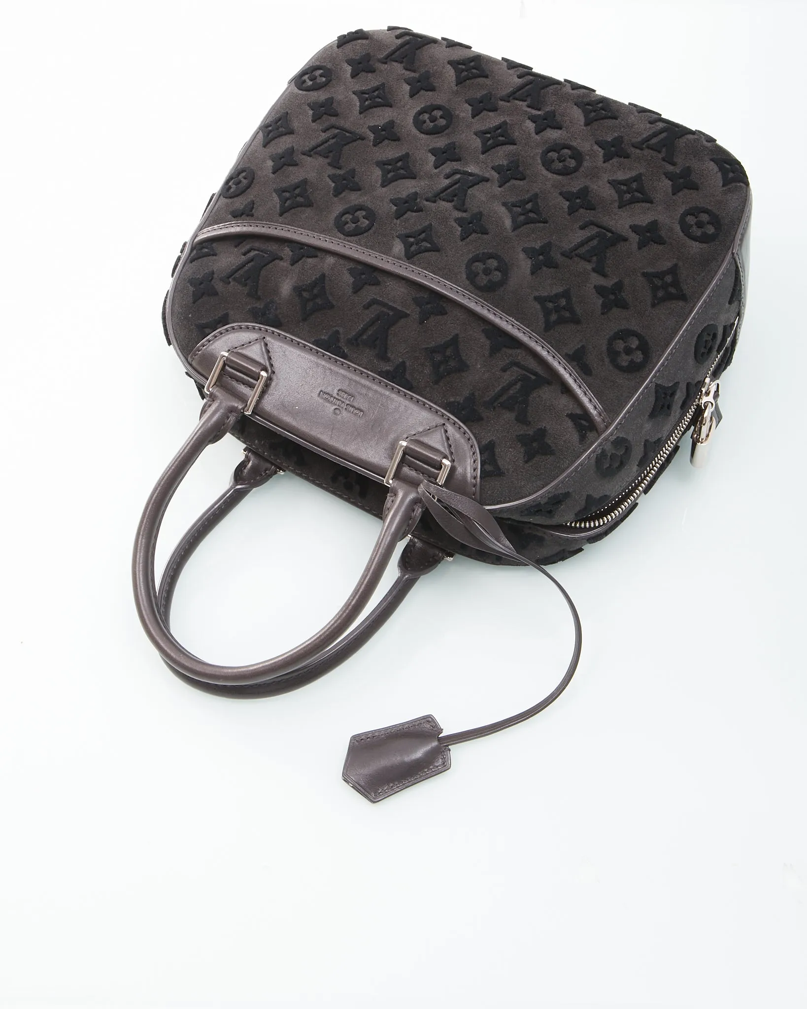 Louis Vuitton Grey Velvet Monogram Tuffetage 2013 Deauville Cube Bag