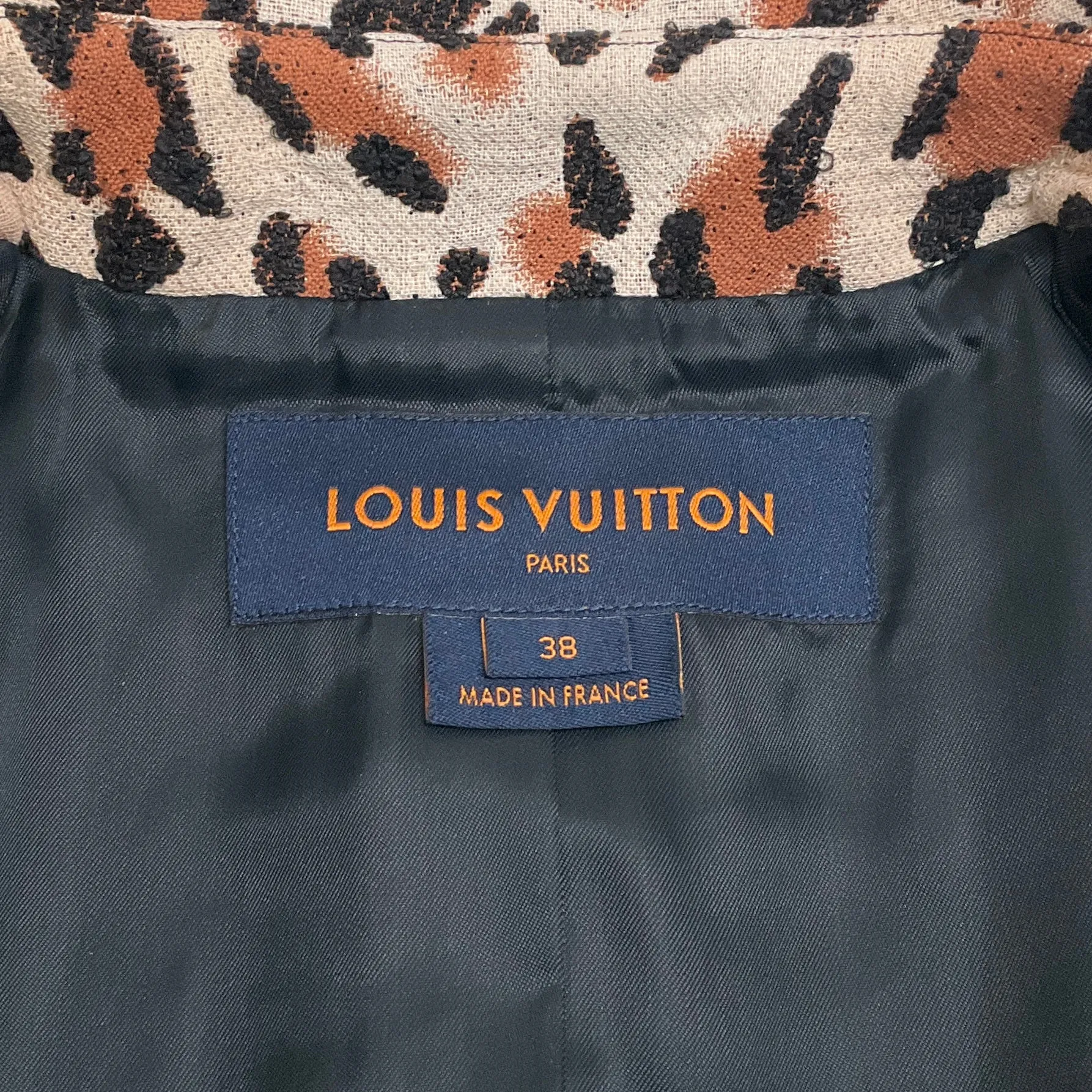 Louis Vuitton Leopard Embroidered Coat with Leather Trim