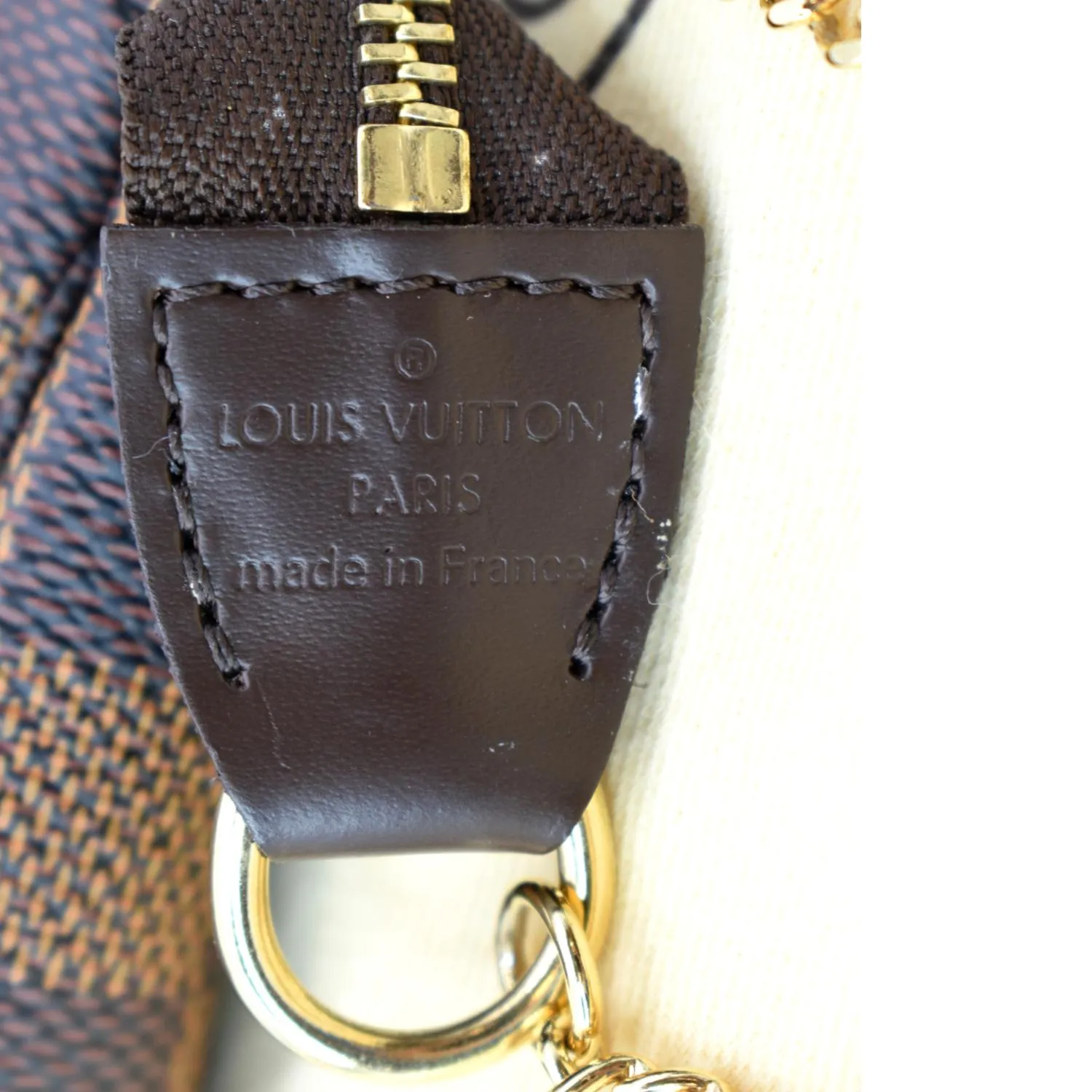 LOUIS VUITTON Mini Pochette Damier Ebene Accessories Pouch Brown