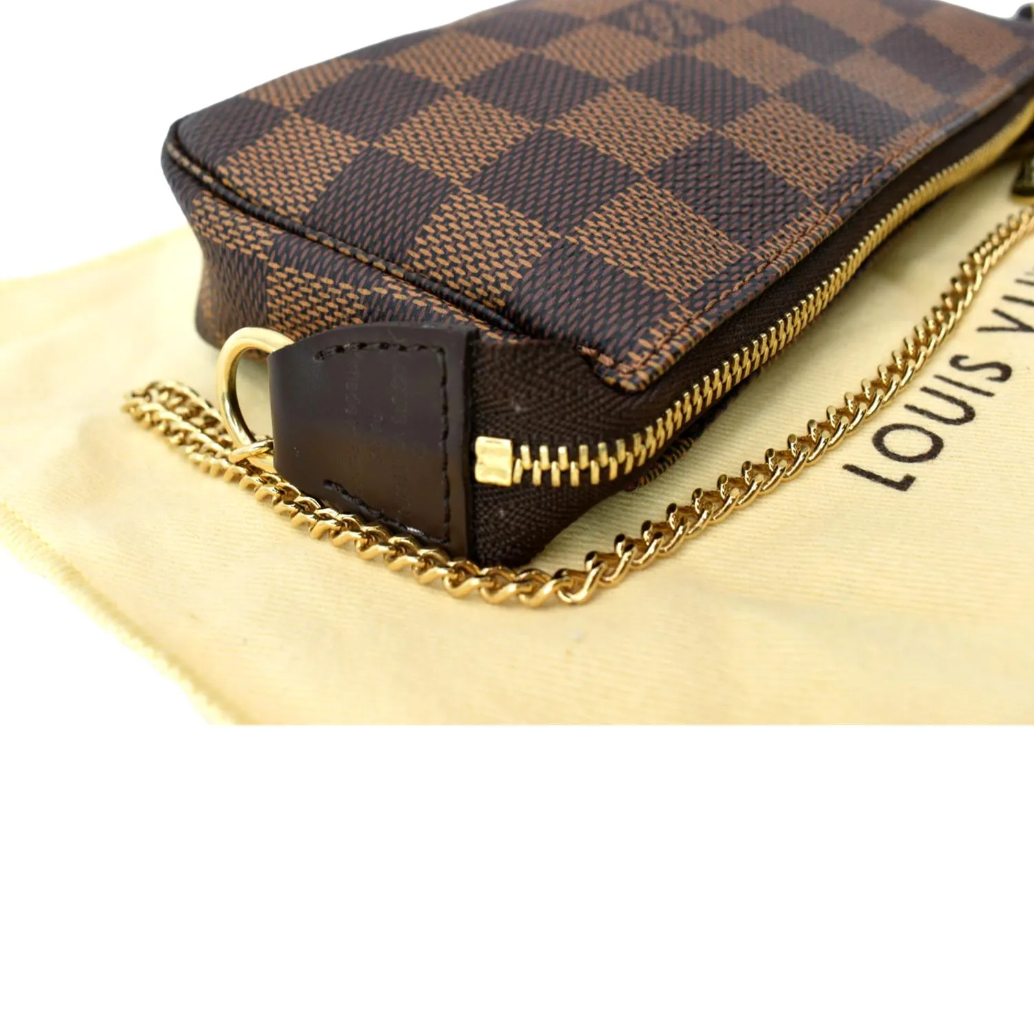 LOUIS VUITTON Mini Pochette Damier Ebene Accessories Pouch Brown