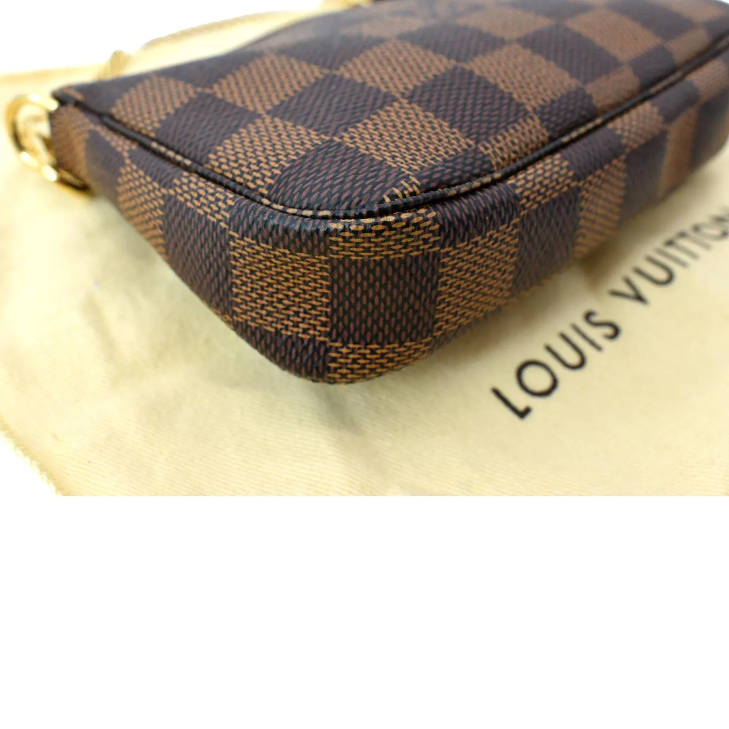 LOUIS VUITTON Mini Pochette Damier Ebene Accessories Pouch Brown