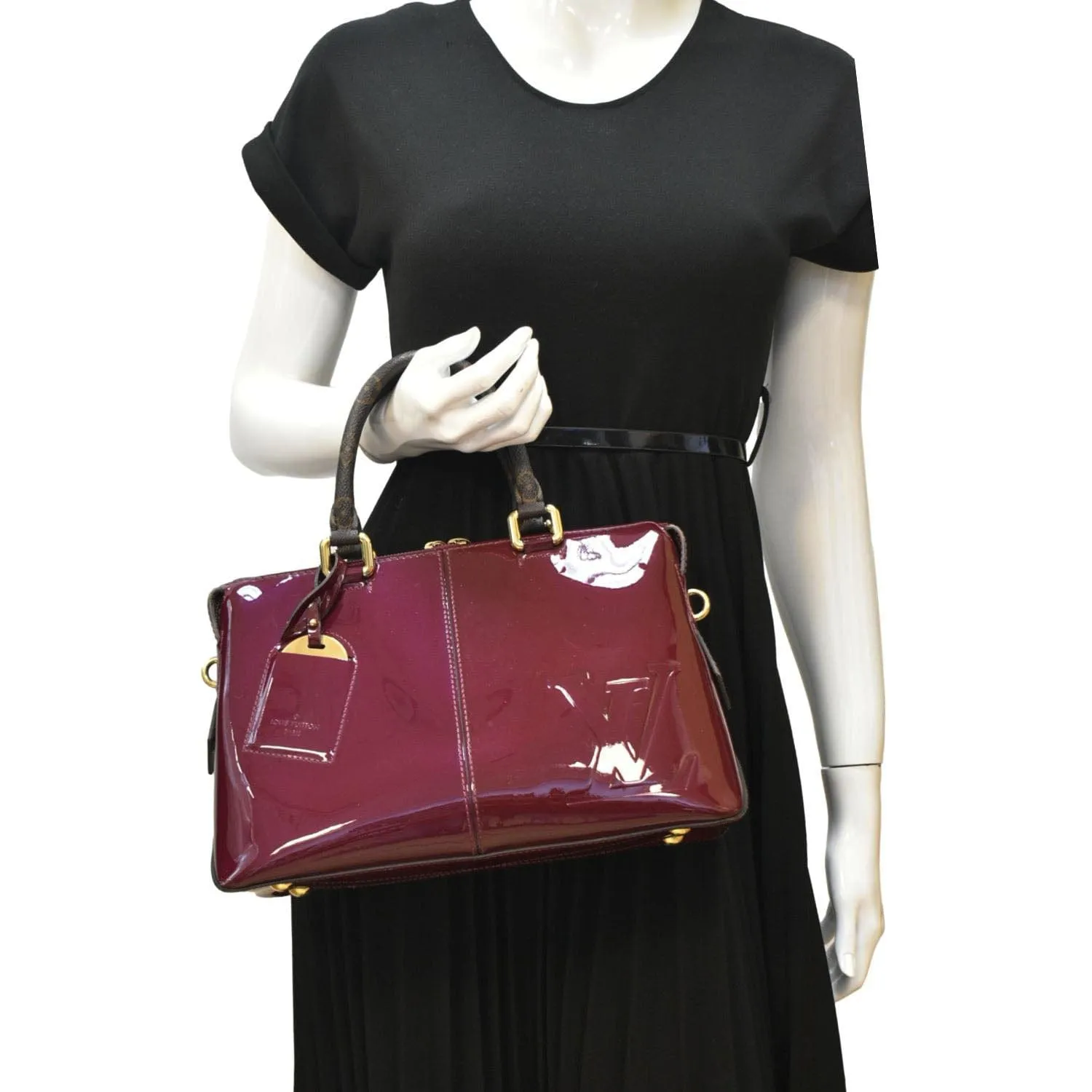LOUIS VUITTON Miroir Patent Leather Tote Shoulder Bag Burgundy