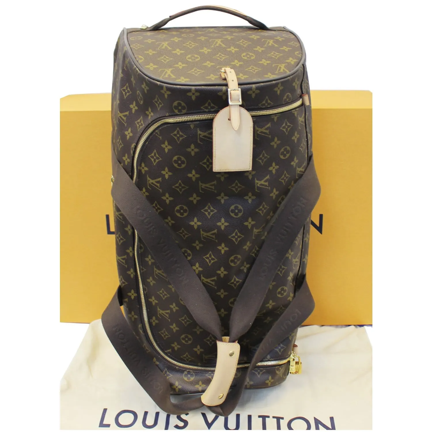 LOUIS VUITTON Neo Eole 55 Monogram Canvas Rolling Duffle Bag Brown